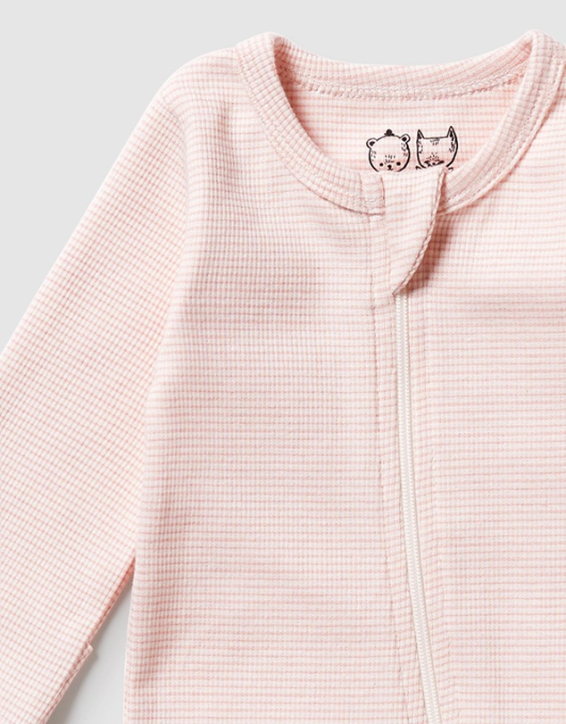 Wilson & Frenchy - Organic Stripe Rib Zipsuit with Feet - Babies