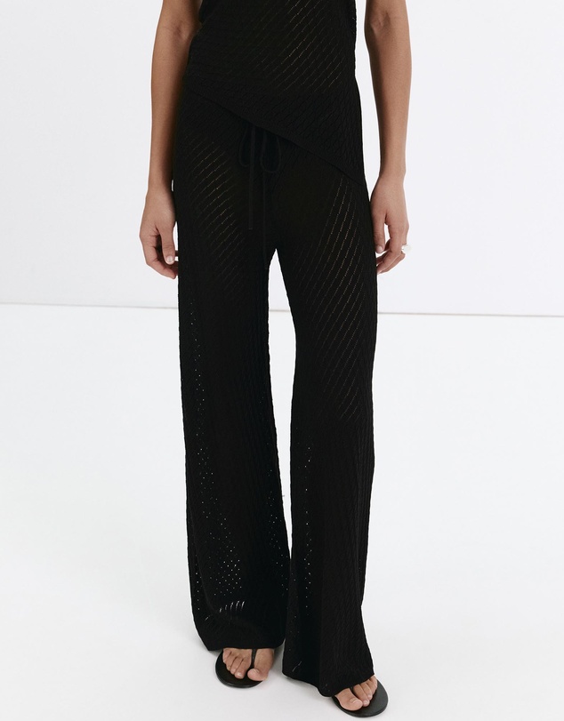 M.N.G - Straight-Fit Openwork-Knit Trousers