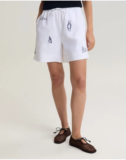 Sportscraft - Ariana Embroidered Linen Short