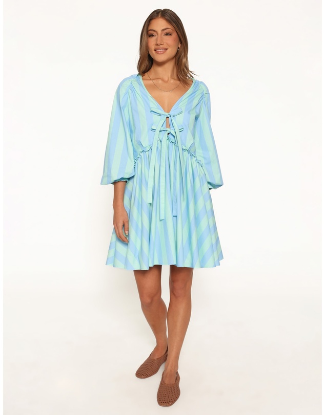 Petal & Pup - Carletta Mini Dress - Green/Blue Stripe