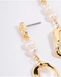 Lovisa - Gold Plated Irregular Freshwater Pearl Drop Earrings