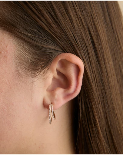 Astrid & Miyu - Illusion Crystal 18ct Gold Plated Hoops