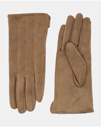 Morgan & Taylor - Amalie Faux Suede Gloves in Beige