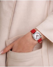 Mondaine - Mondaine Official Swiss Railways Petite Cushion Vegan Leather Watch