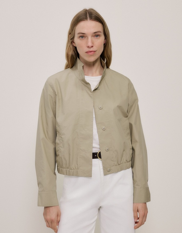 Trenery - Funnel Neck Bomber Jacket in Olive Brown