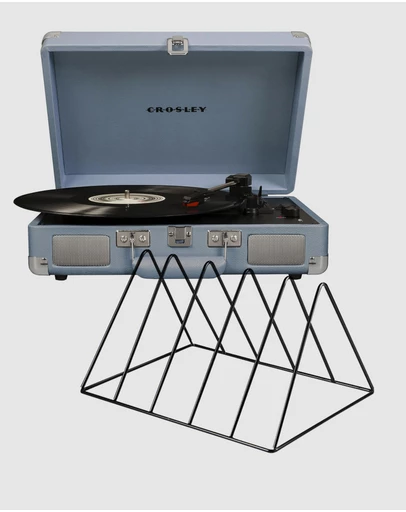 Crosley - Crosley Cruiser Bluetooth Portable Turntable - Turquoise + Gadhouse Vinyl Rack Bundle - Black