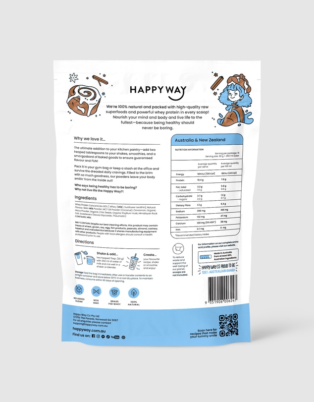 Happy Way - Cinnamon Bun Whey Protein Powder