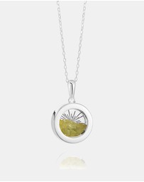 Rachel Jackson - Small Deco Sun Amulet August Birthstone Silver Peridot Necklace (Balance & Clairty)