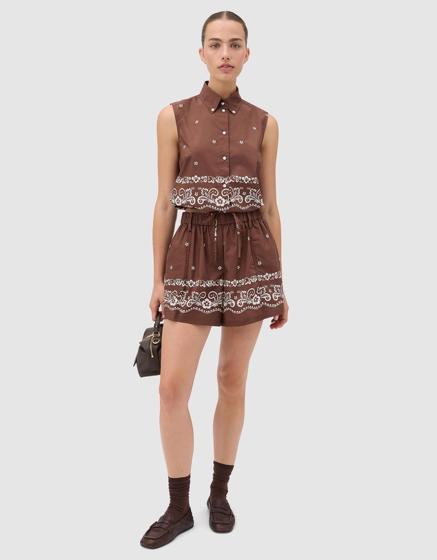 Oroton - Floral Bandana Crop Shirt