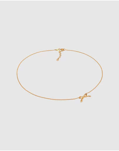 Elli Jewelry - Necklace Ribbon Elegant 925 Sterling Silver Gold Plated
