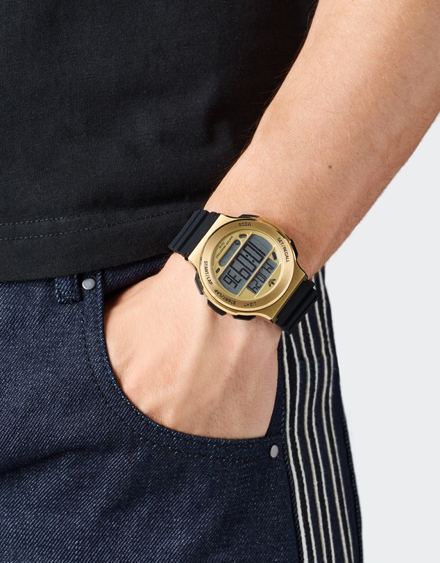 adidas Originals - Expression Three Digital IP Gold-Tone Black Silicone Watch
