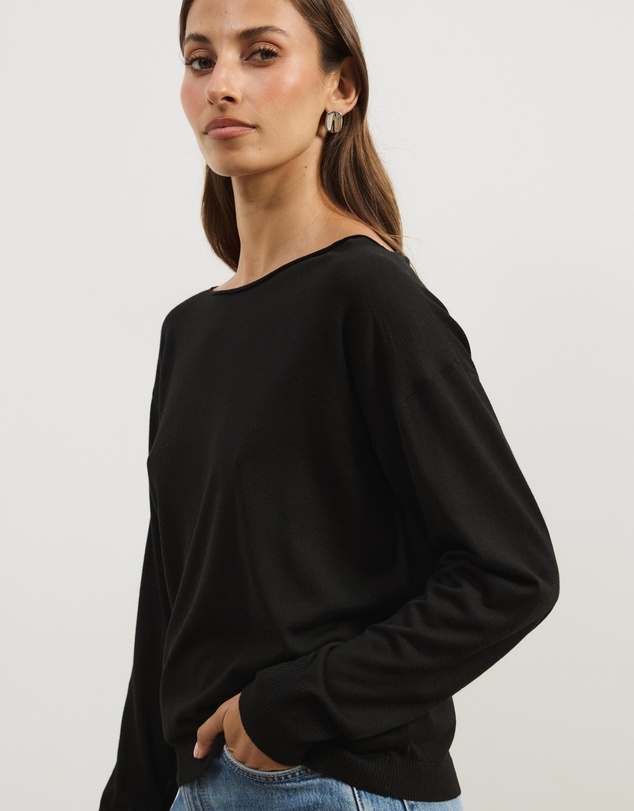 Atmos&Here - Riva Off Shoulder Fine Knit Top With Long Batwing Sleeve