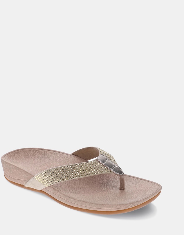 Mia Vita - Allora Toe Post Sandal - Champagne Rhinestone