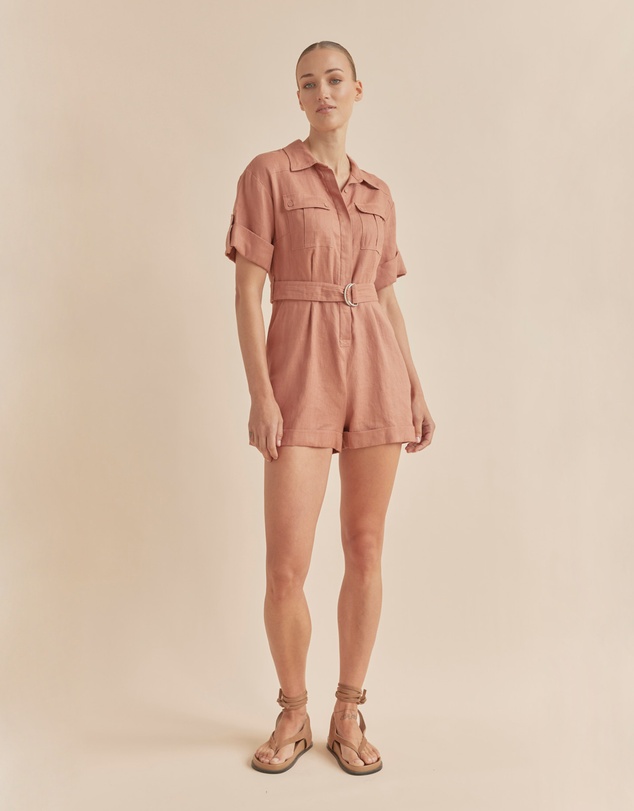 Amelius - Surreal Linen Playsuit