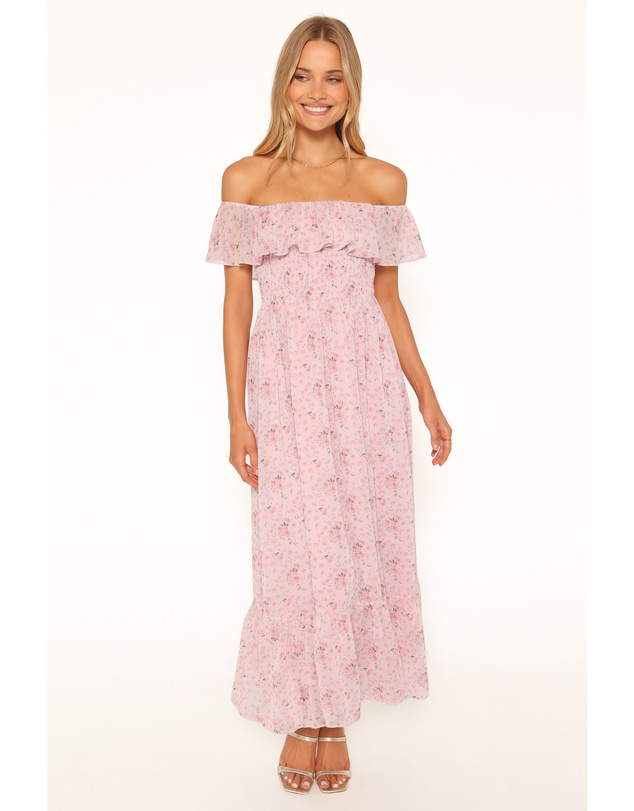 Petal & Pup - Priscilla Strapless Midi Dress - Pink Floral
