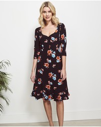 Sosandar - Floral Print Sweetheart Neck Dress