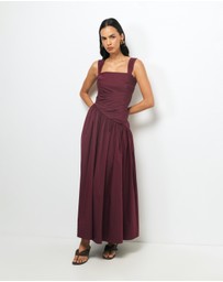 AERE - Kylara Ruched Midi Dress