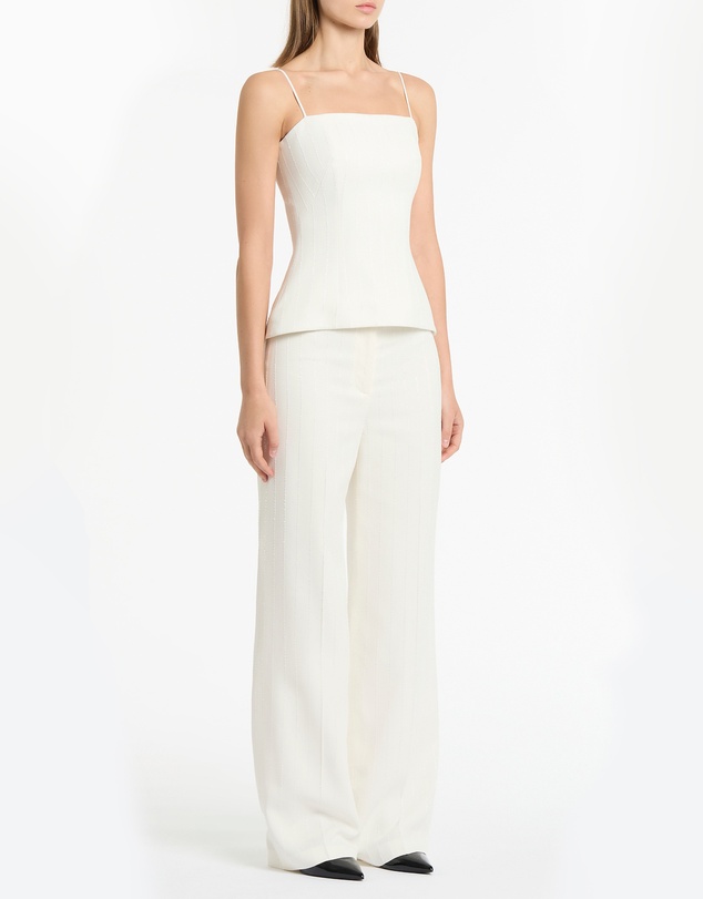 Carla Zampatti - Ivory Starlight Twill Tuck Front Pant