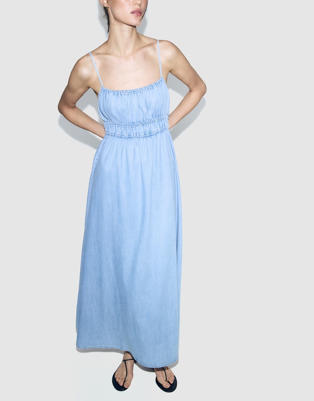 M.N.G - Lyocell Ruched Denim Dress