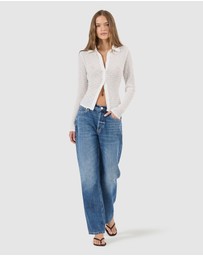 Rolla's - Daisy Lace Long Sleeve Shirt - White