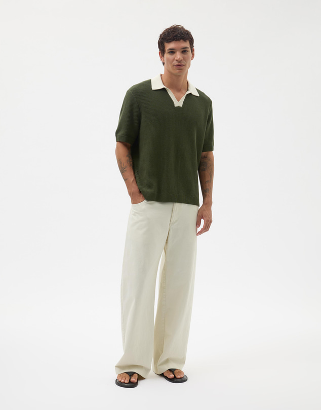 AERE - Contrast Collar Relaxed Cotton Polo