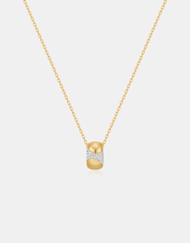 Ania Haie - Ania Haie Gold Puffed Rivulet Pave Necklace