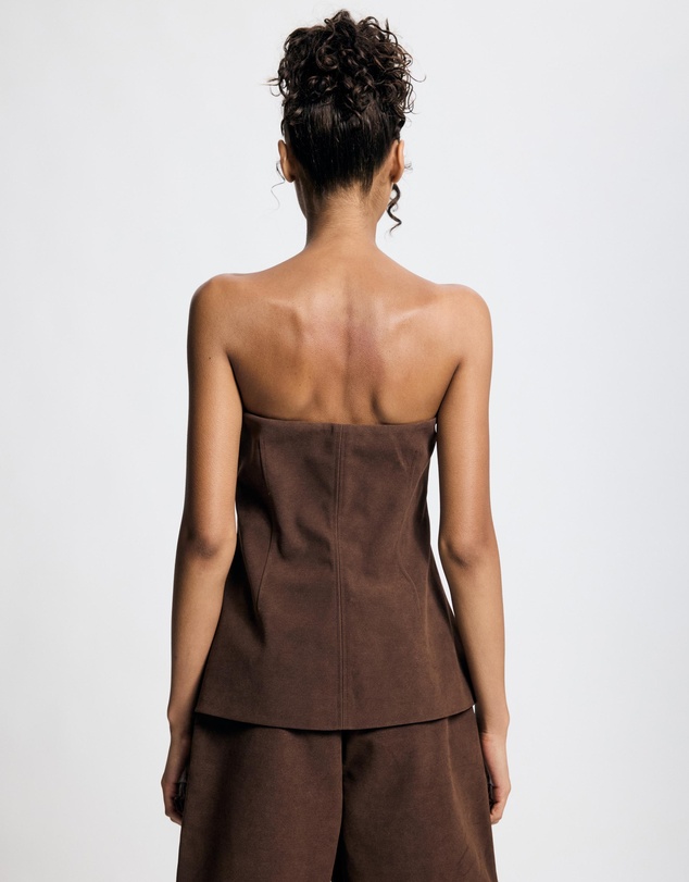 Lover - Vesper Suede Look Strapless Top