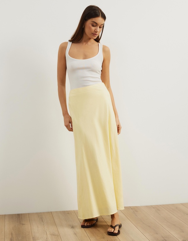 Atmos&Here - Celina Linen Blend Midi Skirt