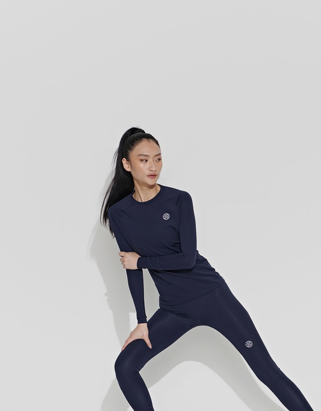 SKINS - SKINS Compression Women's Series-2 Activewear Long Sleeve Top Navy Blue