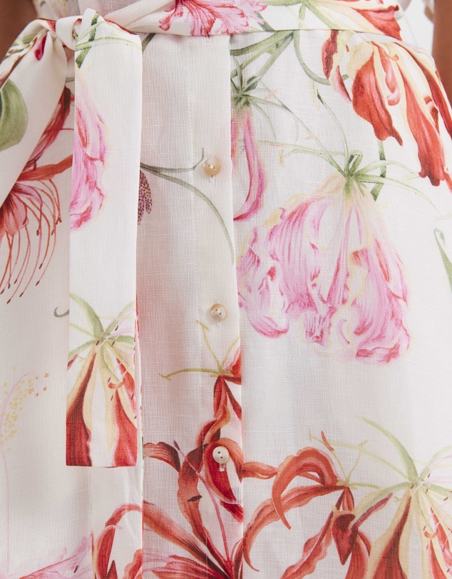 SABA - Mariposa Silk Linen Midi Dress