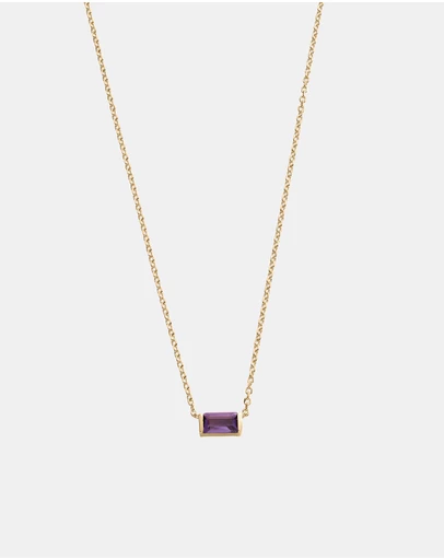 Kirstin Ash - Baguette Birthstone Necklace February Amethyst