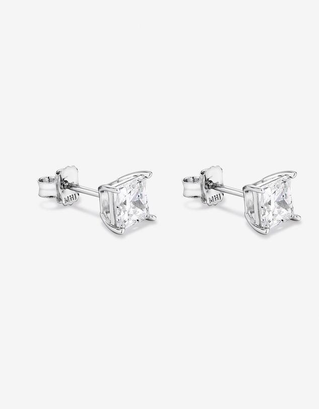 Michael Hill - 6mm Princess-Cut Cubic Zirconia Solitaire Stud Earrings in Sterling Silver