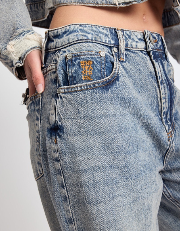 ONE TEASPOON - Icon High Waist Straight Leg Denim Jeans - Cloud Blue