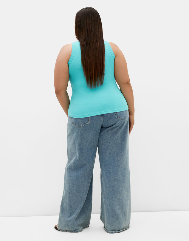 City Chic - Plus size Talia Rib Tank - bright aqua