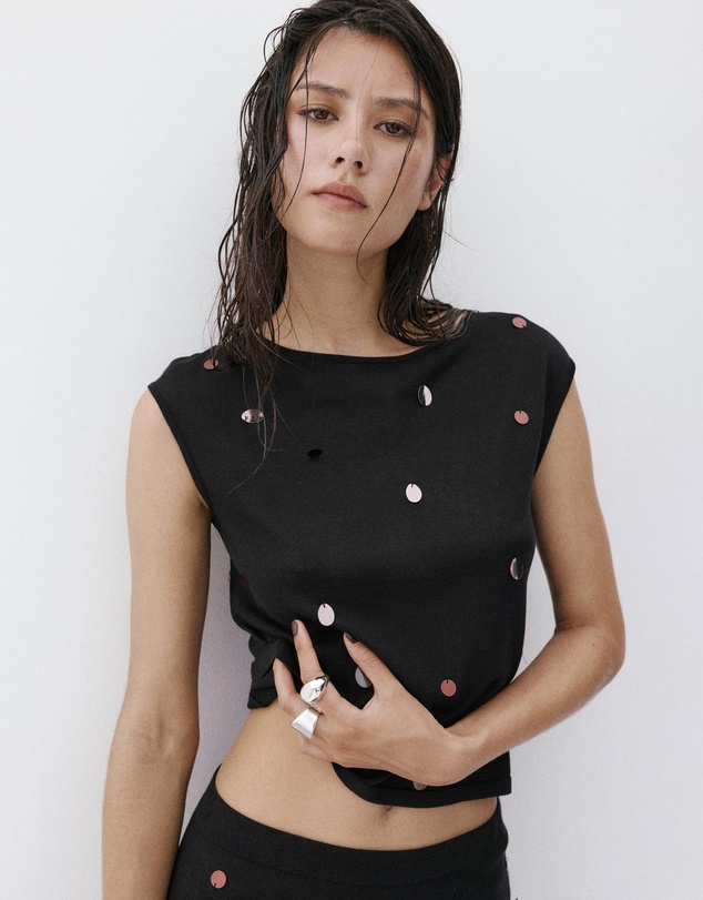 M.N.G - Short-Sleeve Sequin Top