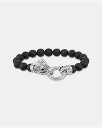 THOMAS SABO - Bracelet with obsidian beads and dragon clasp
