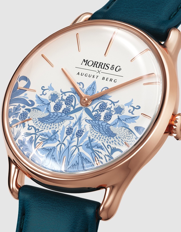 August Berg - Morris & Co 30mm Blue Strawberry Thief Watch