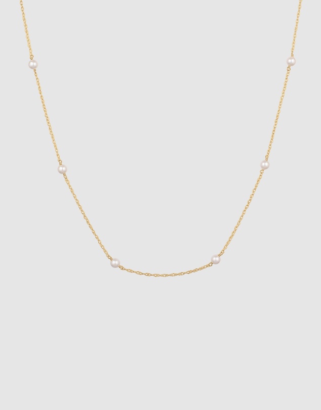 Elli Jewelry - Necklace Pearl Minimalist 925 Sterling Silver Gold-Plated