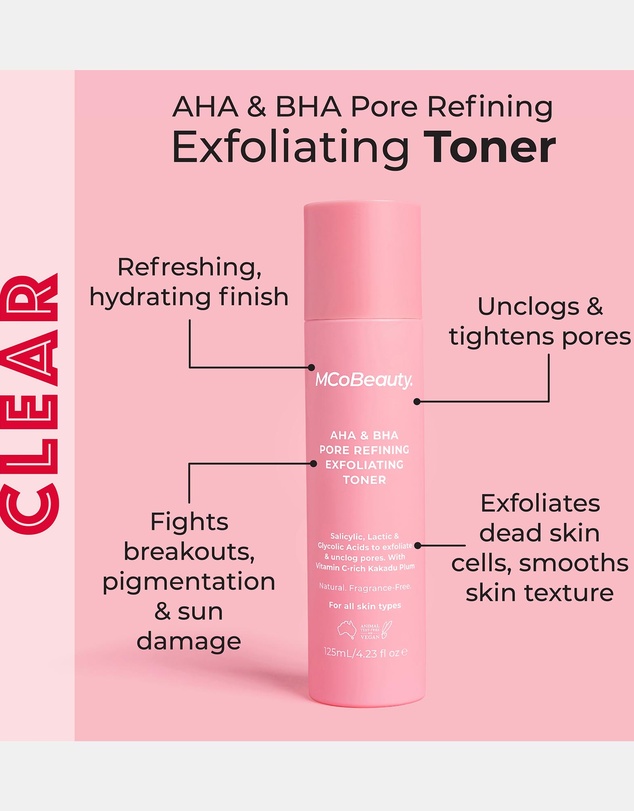 MCoBeauty - Clear AHA & BHA Pore Refining Exfoliating Toner 125ml