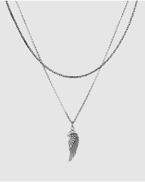 Kuzzoi - ICONIC EXCLUSIVE - Necklace Men Wing Pendant Layer Cord Chain in 925 Sterling Silver