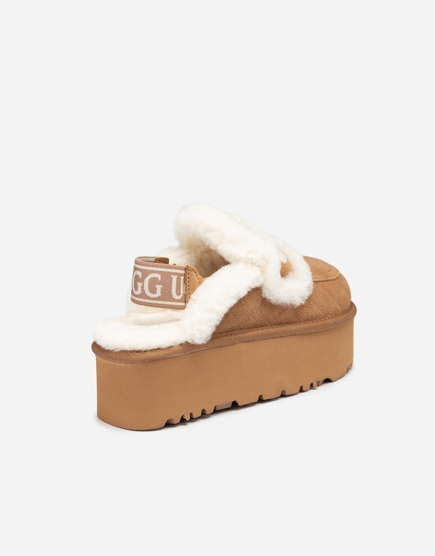 Ozwear Connection Uggs - Ugg Violet Matelassé Shearling Super Platform (6cm) Slipper (Elastic Logo) (Detachable Feature)