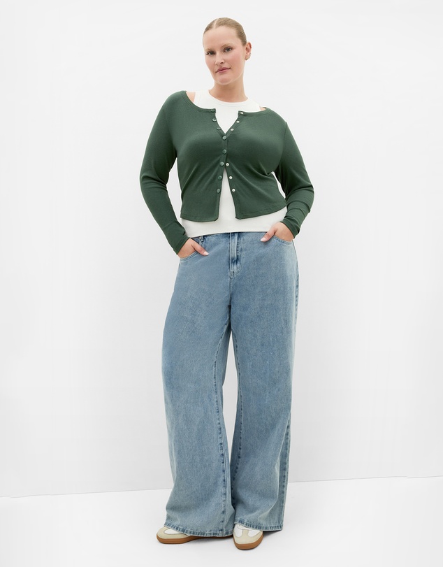 City Chic - Plus size Lily Micro Rib Top - forest
