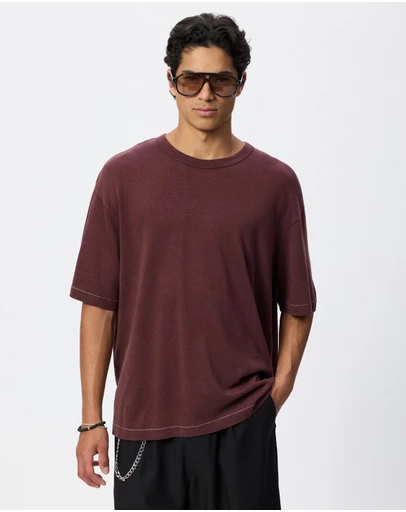 Thrills - Hemp Thrills Contrast Stitch Box Fit Oversize Cropped Tee