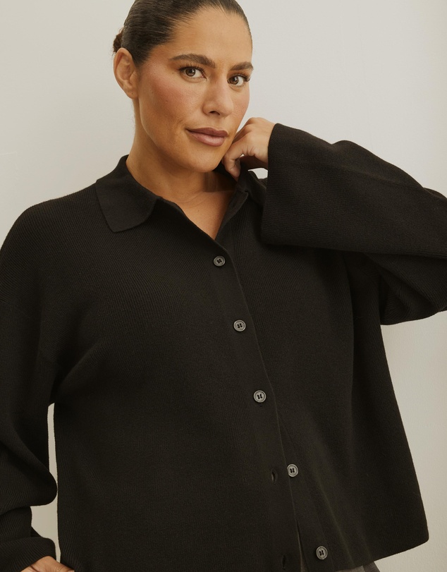Atmos&Here Curvy - Jay Relaxed Rib Cardigan
