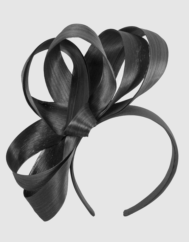 Fillies Collection - Black Silk Abaca Loops Racing Fascinator