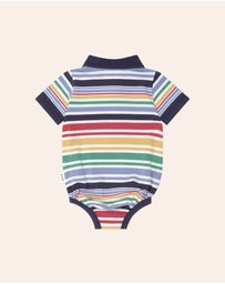 Huxbaby - Rainbow Stripe Polo Romper - Babies