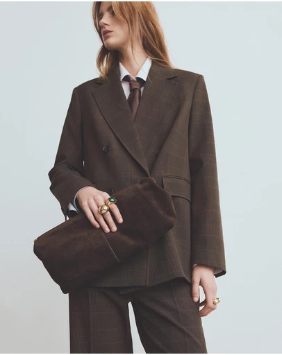 M.N.G - Double-Breasted Check Suit Jacket