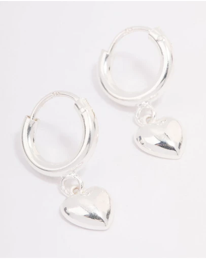 Lovisa - Sterling Silver Chubby Heart Hoop Earrings