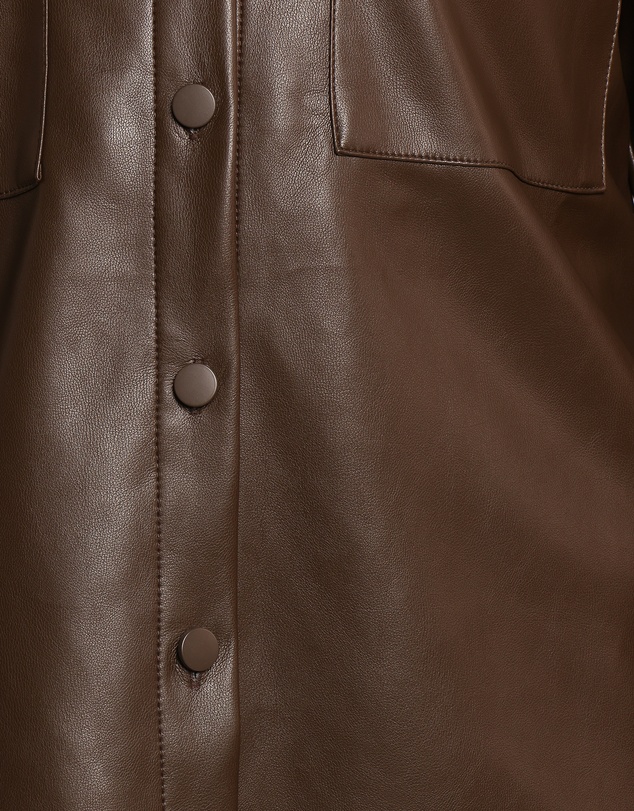 Petal & Pup - Trevira Faux Leather Shirt - Brown