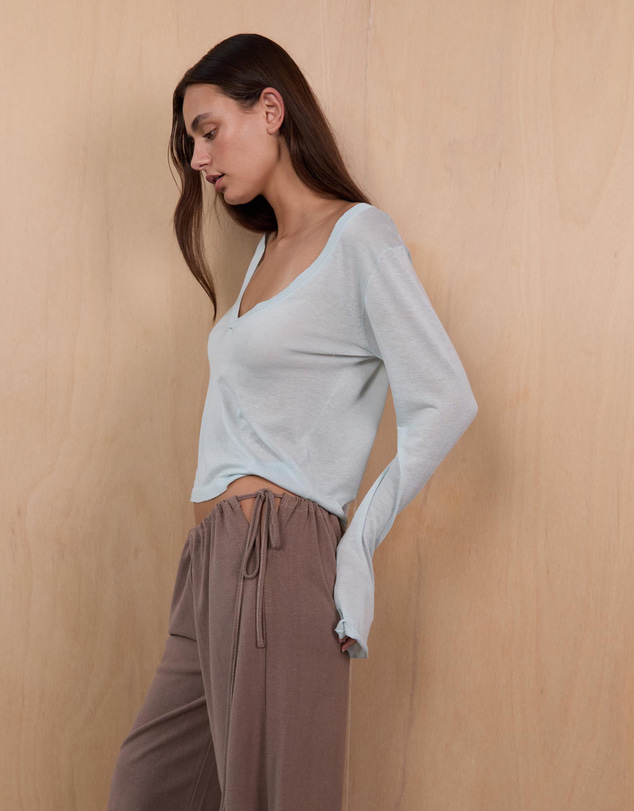 Pinky & Kamal - Knit LS V-Neck Jersey